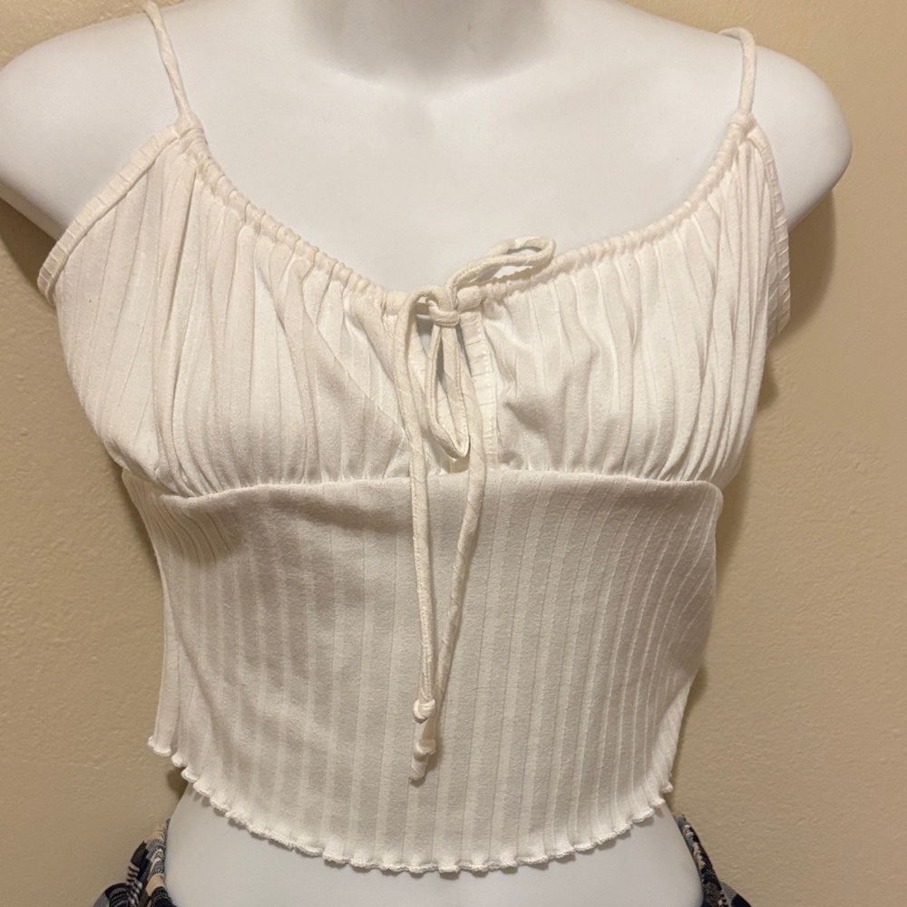 Miami Cream Ribbed Blouse - Picture 2 of 3